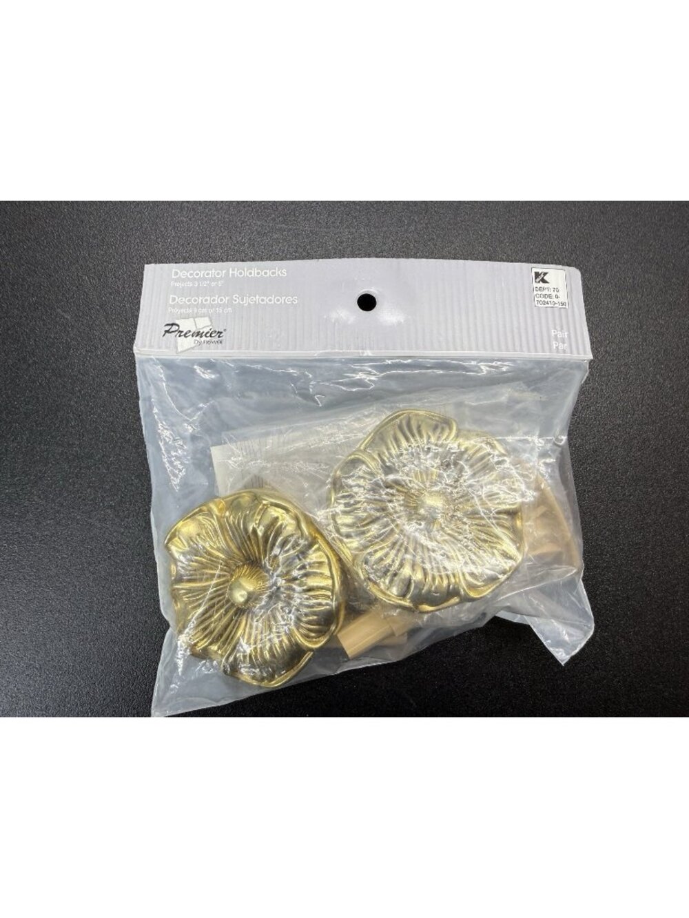 Pair Premier Newell Decorator Curtain Holdbacks Gold Plastic Flowers 3.5” Or 6”